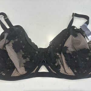 Cacique Unlined Bra 46 G Lace And Mesh Very Comfortable With Underwire
